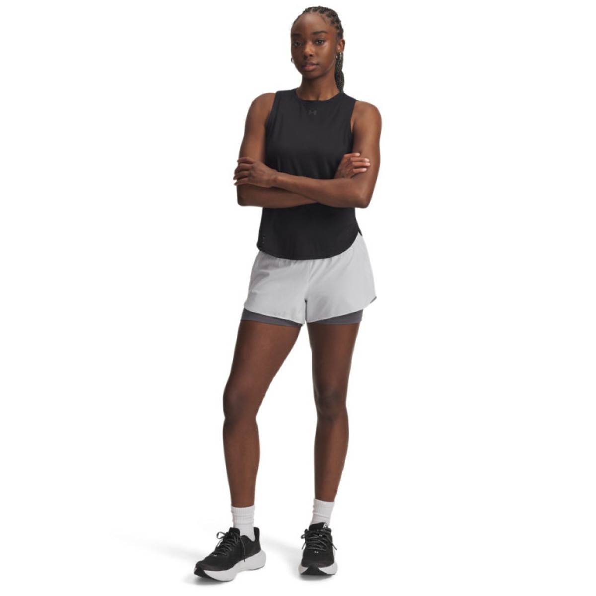 Damskie spodenki do biegania Under Armour UA Launch Pro 3\" 2in1 Shorts - białe