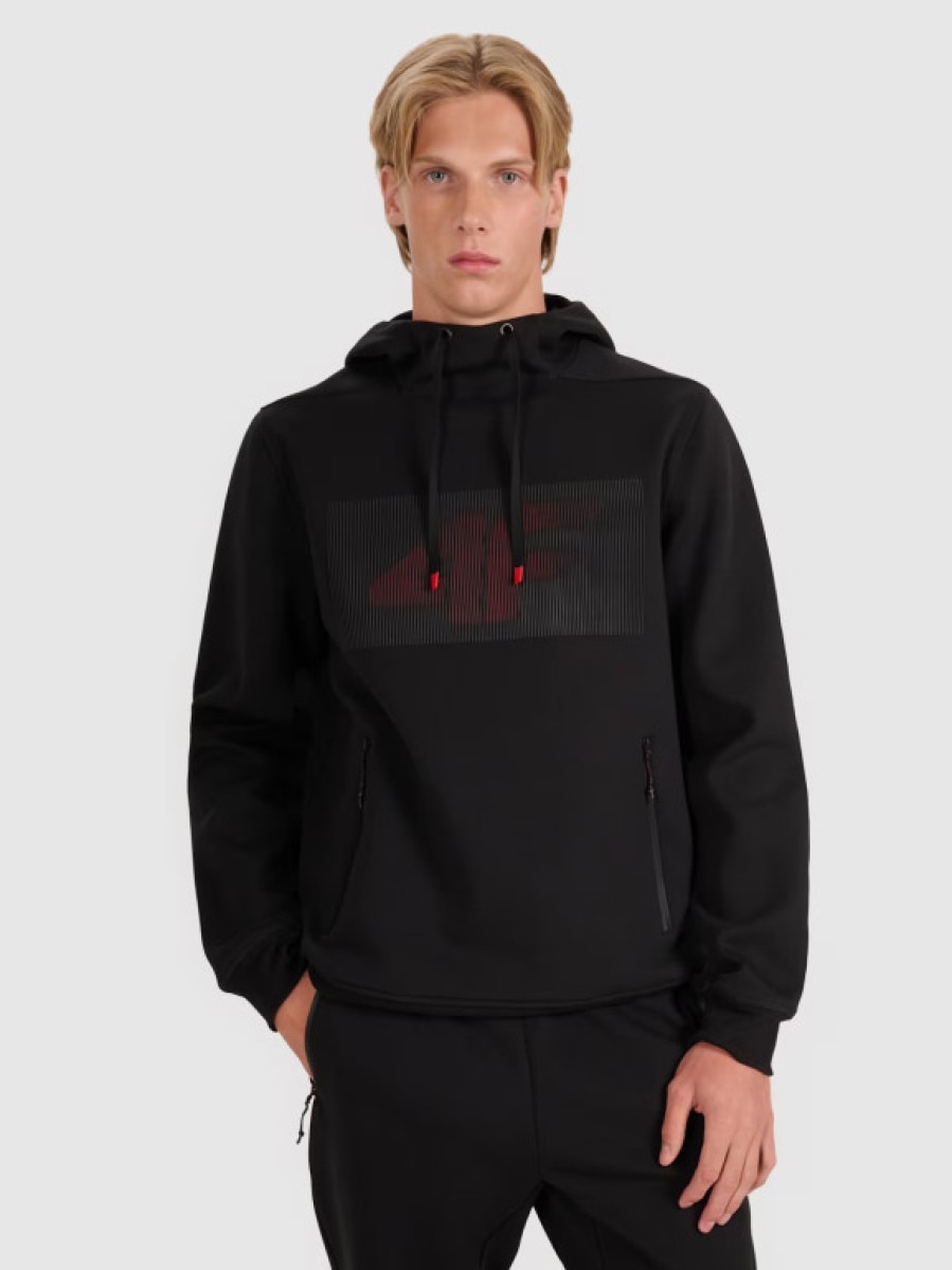 Męska bluza nierozpinana z kapturem 4F 4FRAW25TSWSM2537 - czarna