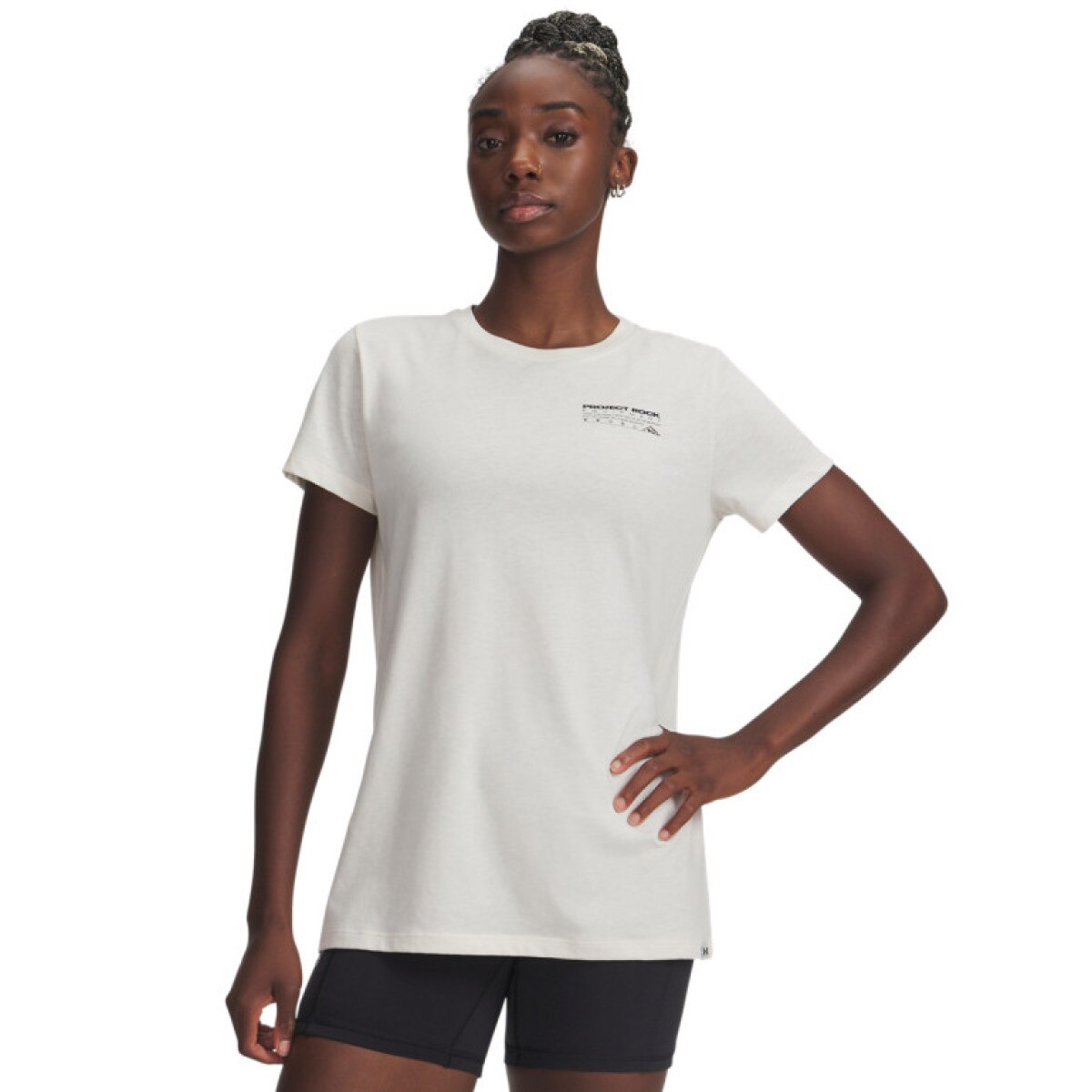 Damski t-shirt z nadrukiem Under Armour Project Rock Graphic - biały