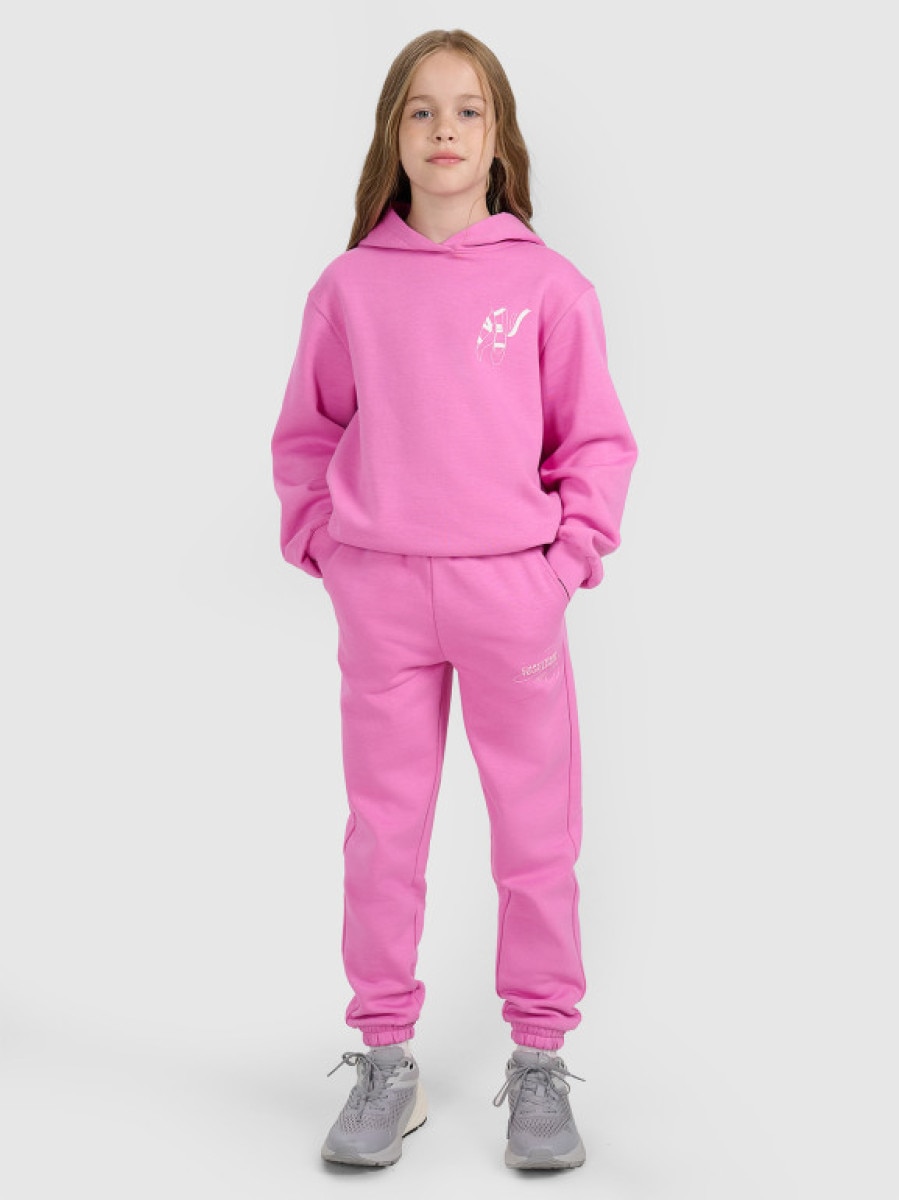 Dziewczęce spodnie dresowe 4F 4FJWAW25TTROF1248 - różowe