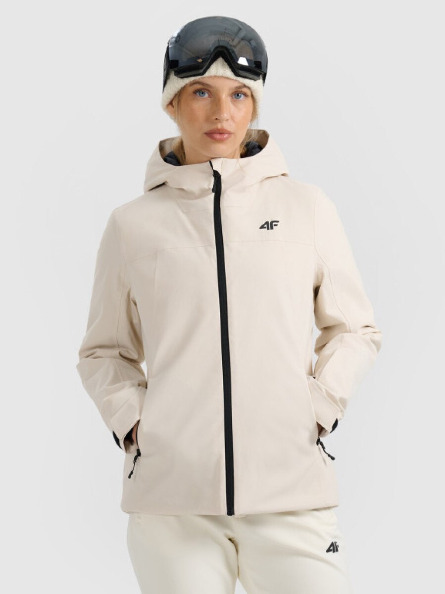 Damska kurtka narciarska 4F 4FWAW25TTJAF0807 - beżowa