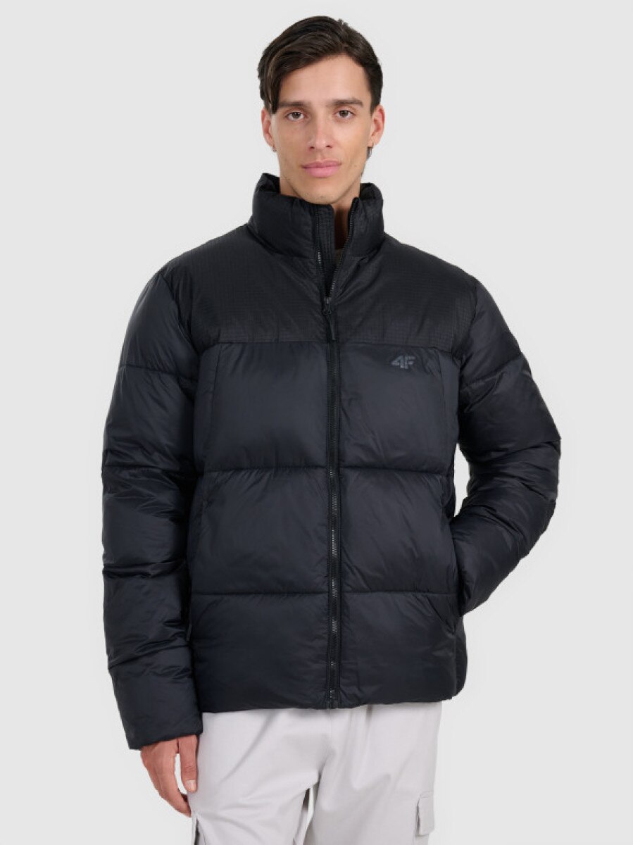 Męska kurtka puchowa pikowana 4F 4FWAW25TDJAM601 - czarna