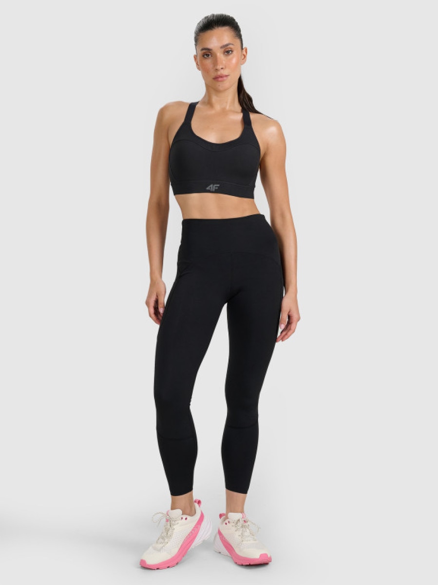 Damskie legginsy treningowe 4F 4FWAW25TFTIF364 - czarne