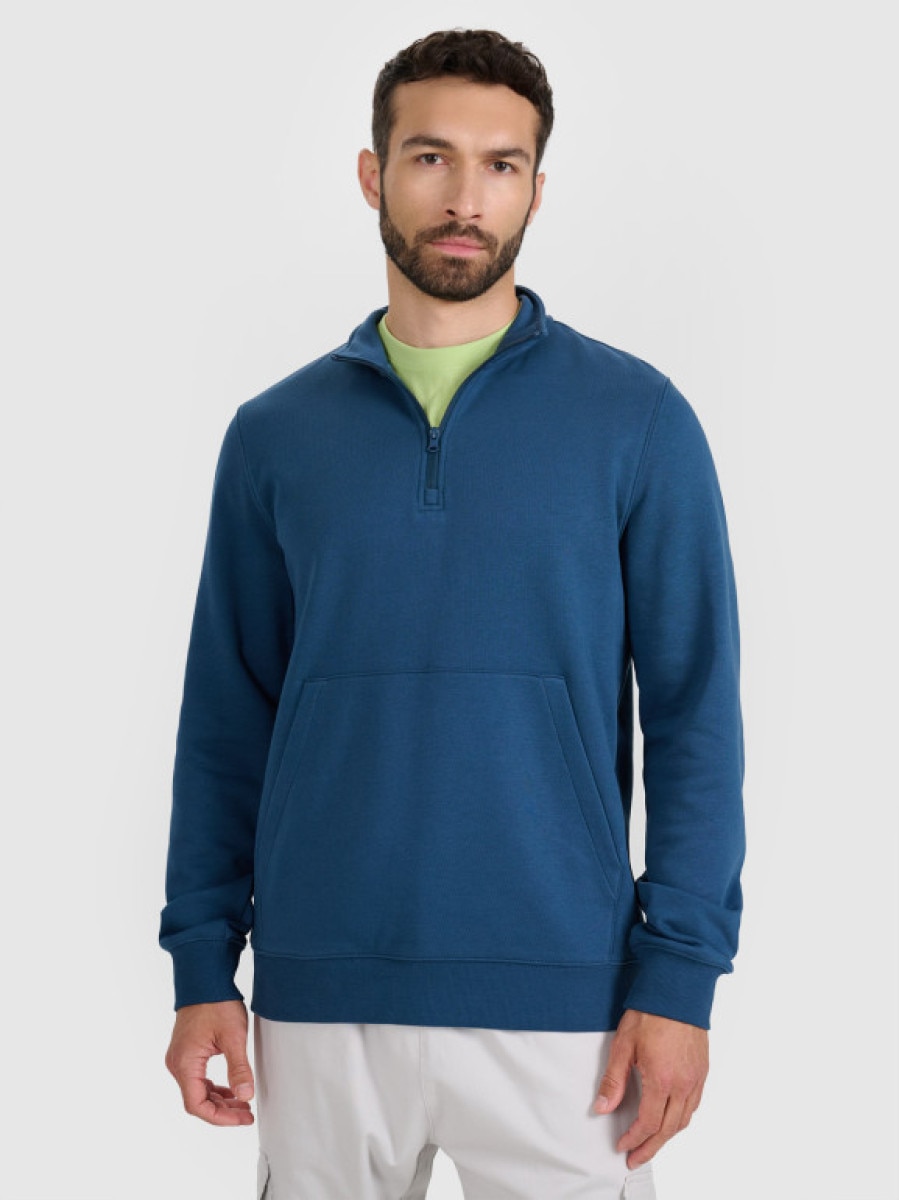 Męska bluza nierozpinana bez kaptura 4F 4FWAW25TSWSM1902 - granatowa