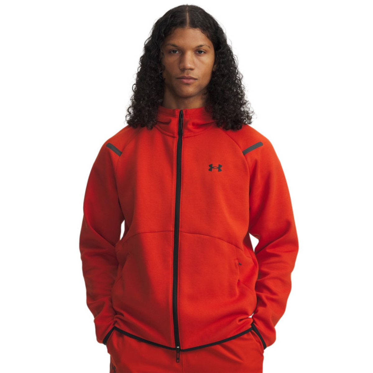 Męska bluza dresowa rozpinana z kapturem Under Armour UA Unstoppable Flc Fz Hd Eu - czerwona