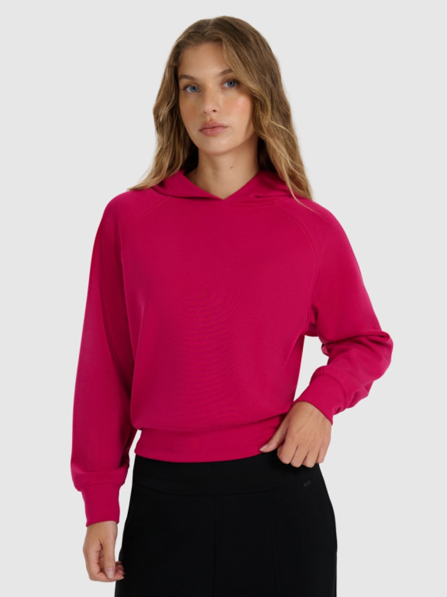 Damska bluza dresowa nierozpinana z kapturem 4F 4FWAW25TSWSF1834 - różowa