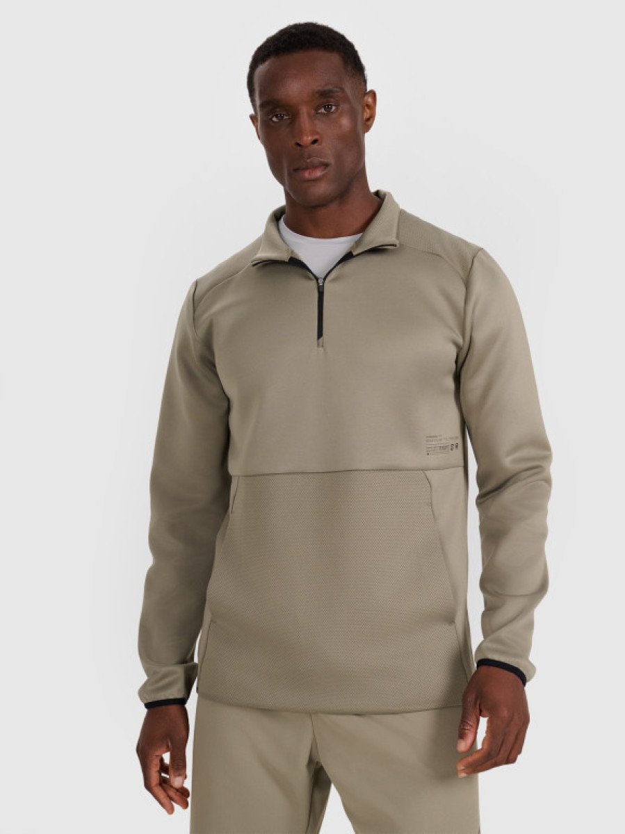 Męska bluza treningowa bez kaptura 4F 4FWAW25TFSWM561 - khaki