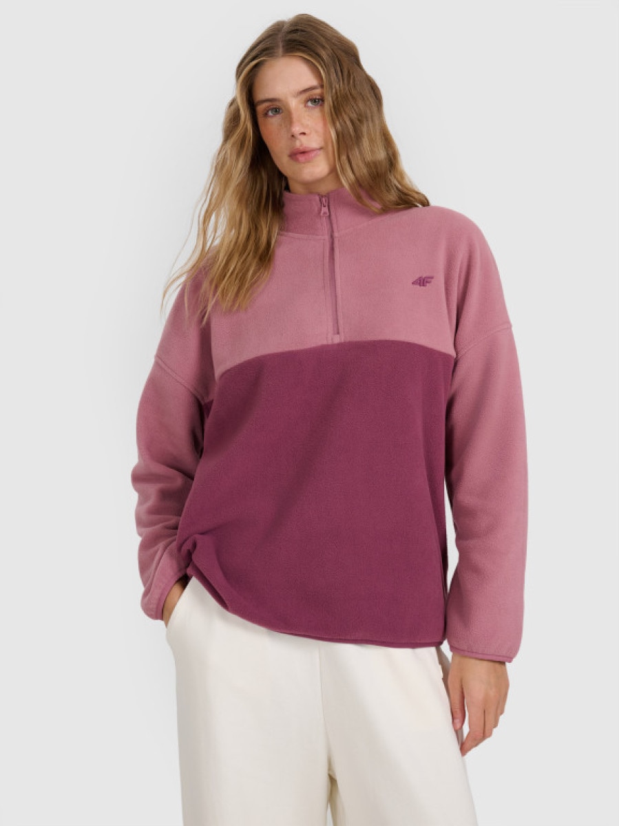 Damski polar ze stójką 4F 4FWAW25TFLEF421 - różowy