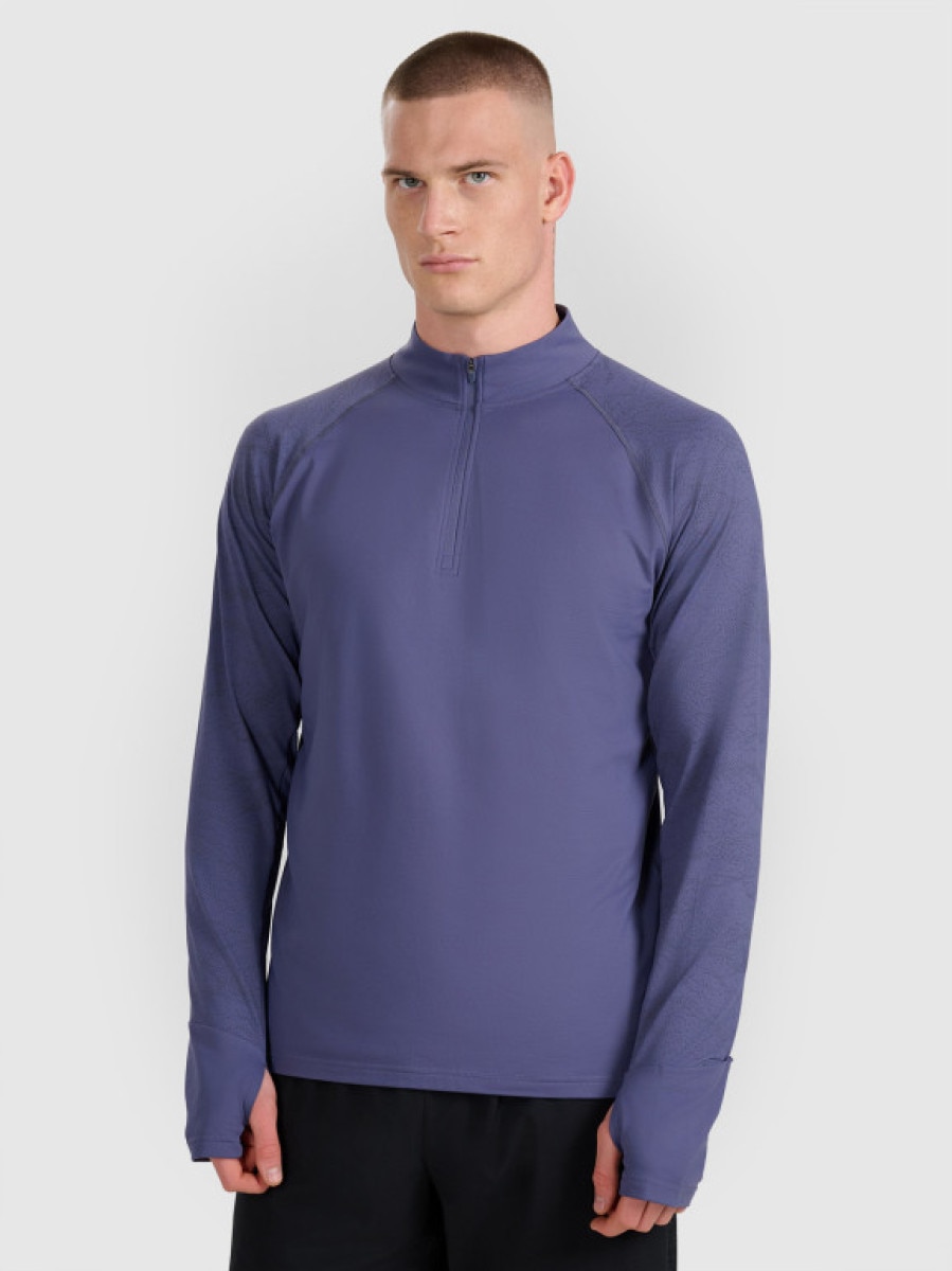 Męska bluza do biegania 4F 4FWAW25TFSWM576 - niebieska
