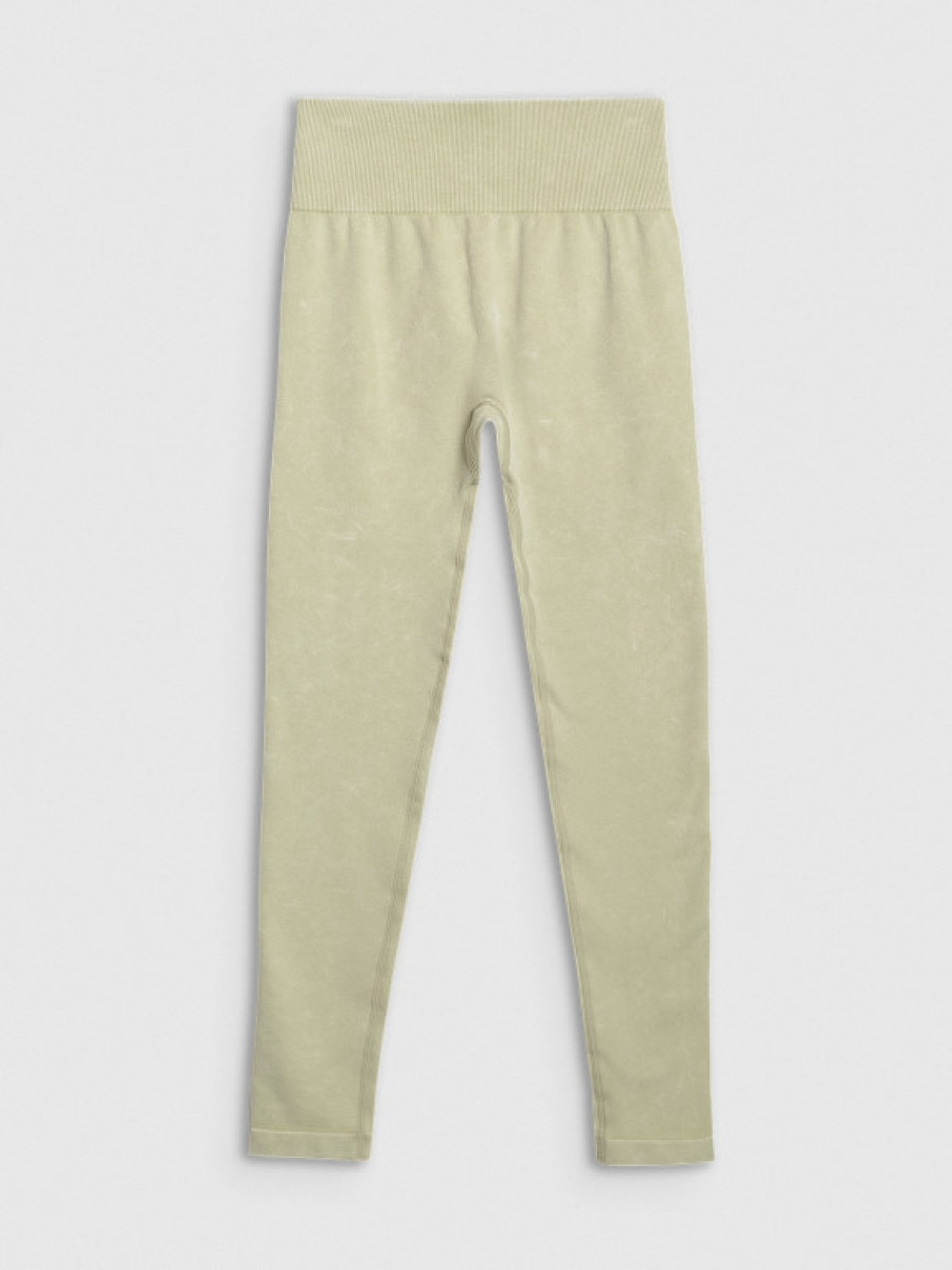 Damskie legginsy do jogi i pilatesu 4F 4FWAW25TFTIF407 - zielone