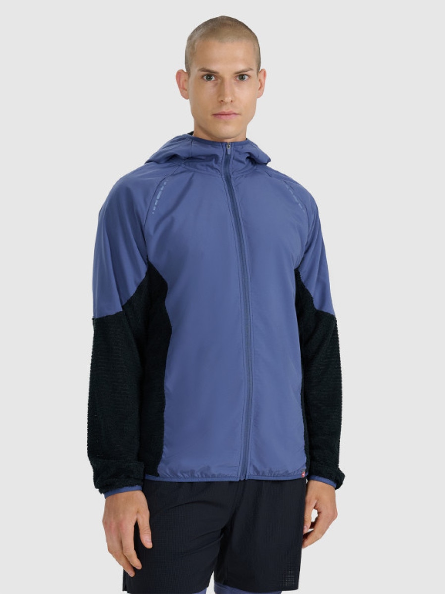 Męska bluza do biegania w terenie 4F 4FWAW25TFSWM582 - niebieska