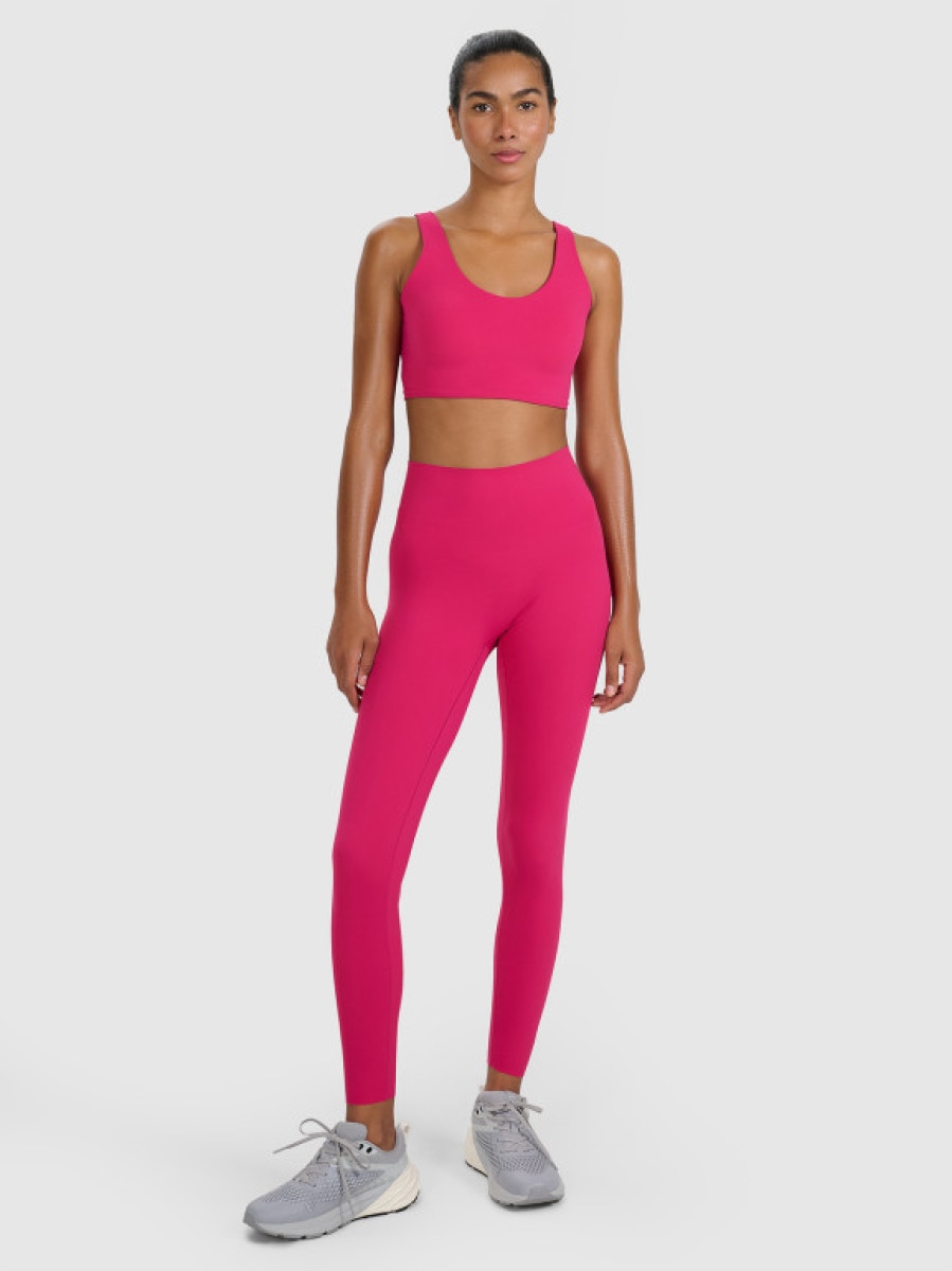 Damskie legginsy treningowe 4F 4FWAW25TFTIF358 - różowe