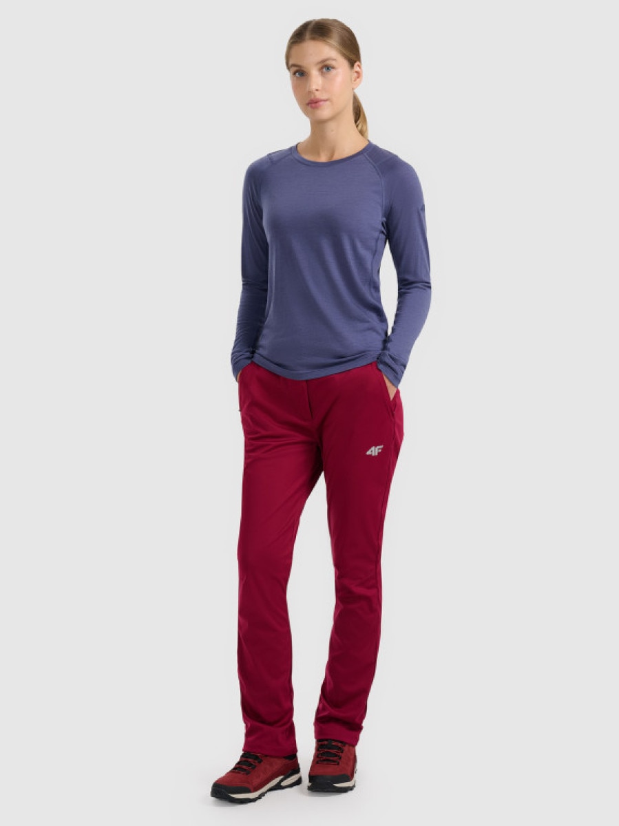 Damskie spodnie softshellowe 4F 4FRAW25TFTRF1236 - czerwone