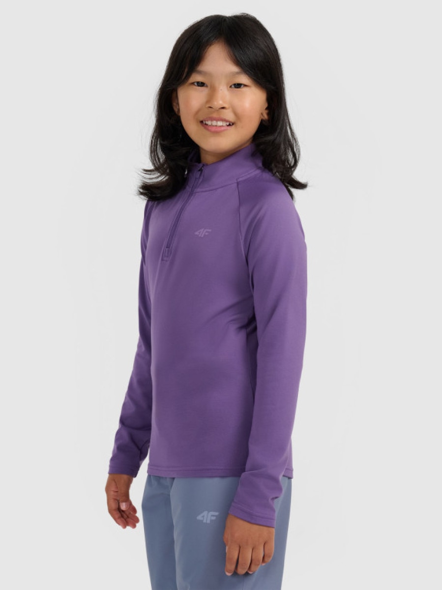 Dziecięca bielizna termiczna ocieplana (góra) 4F 4FJRAW25UBRUU115 - fioletowa