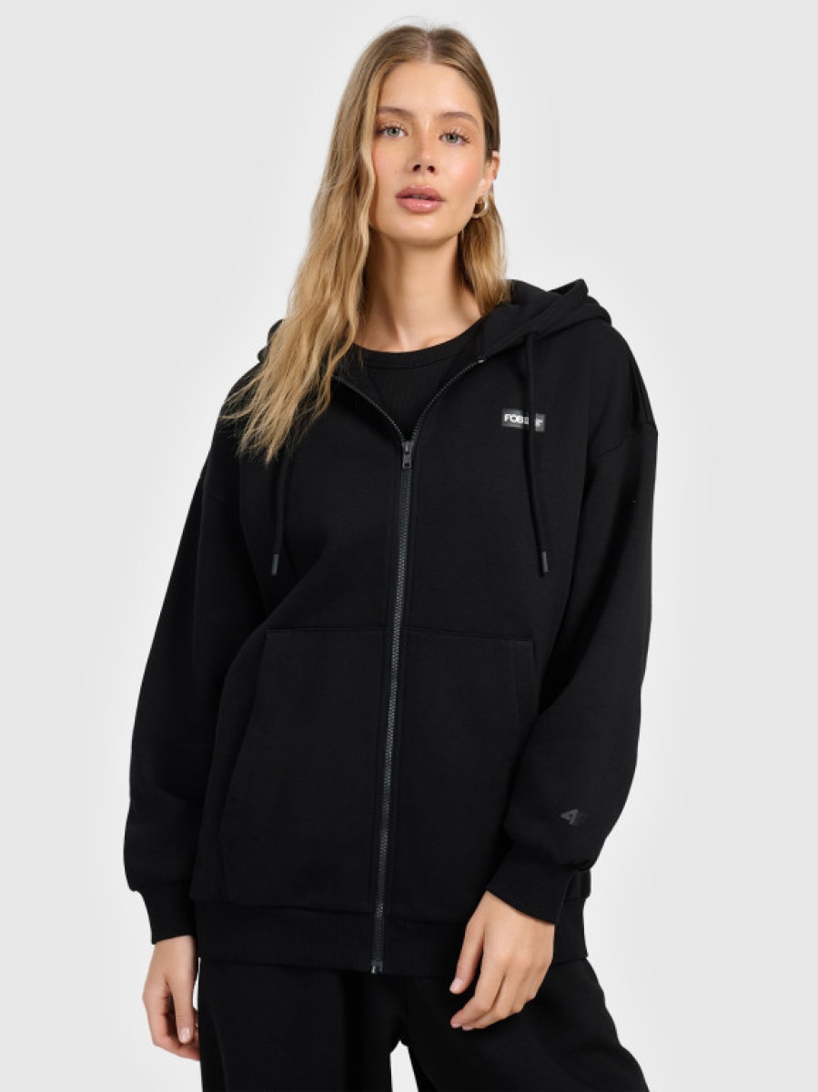 Damska bluza rozpinana z kapturem 4F 4FRAW25TSWSF2588 - czarna