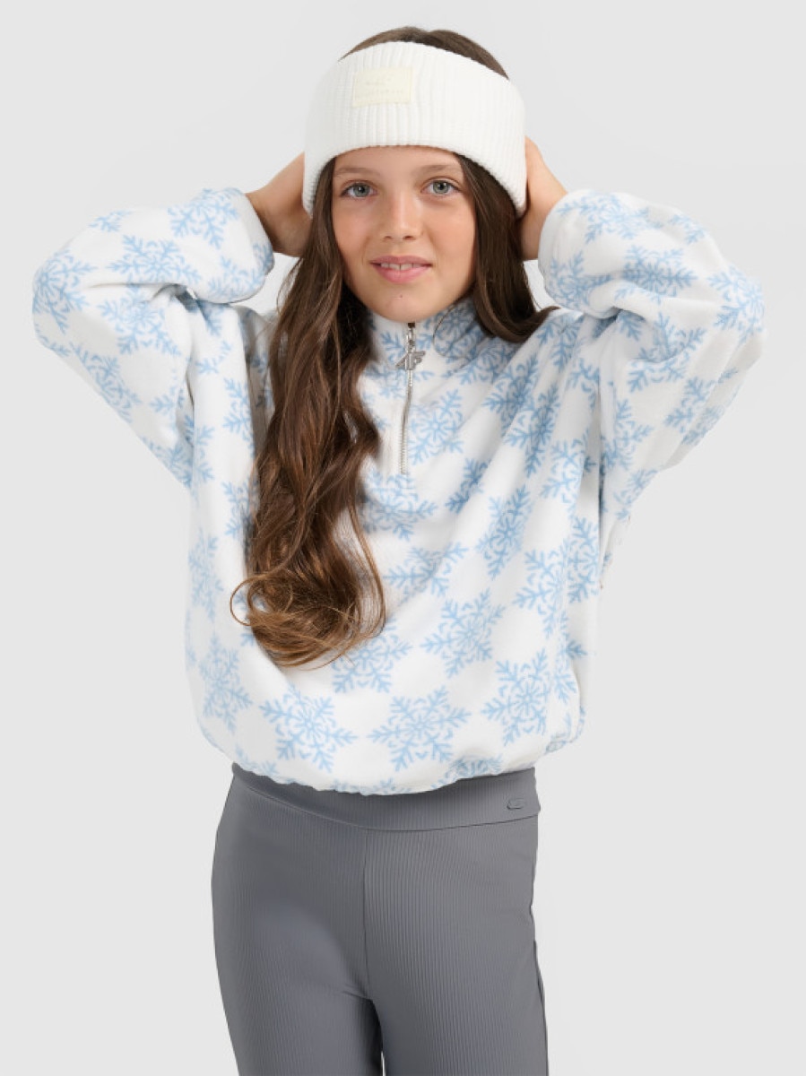 Dziewczęcy polar oversize 4F 4FJRAW25TFLEF440 - multikolor