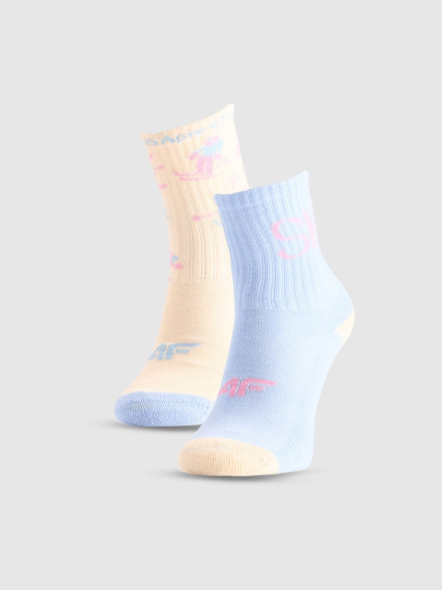 Dziewczęce skarpetki wysokie (2-pack) 4F 4FJRAW25USOCF600 - multikolor