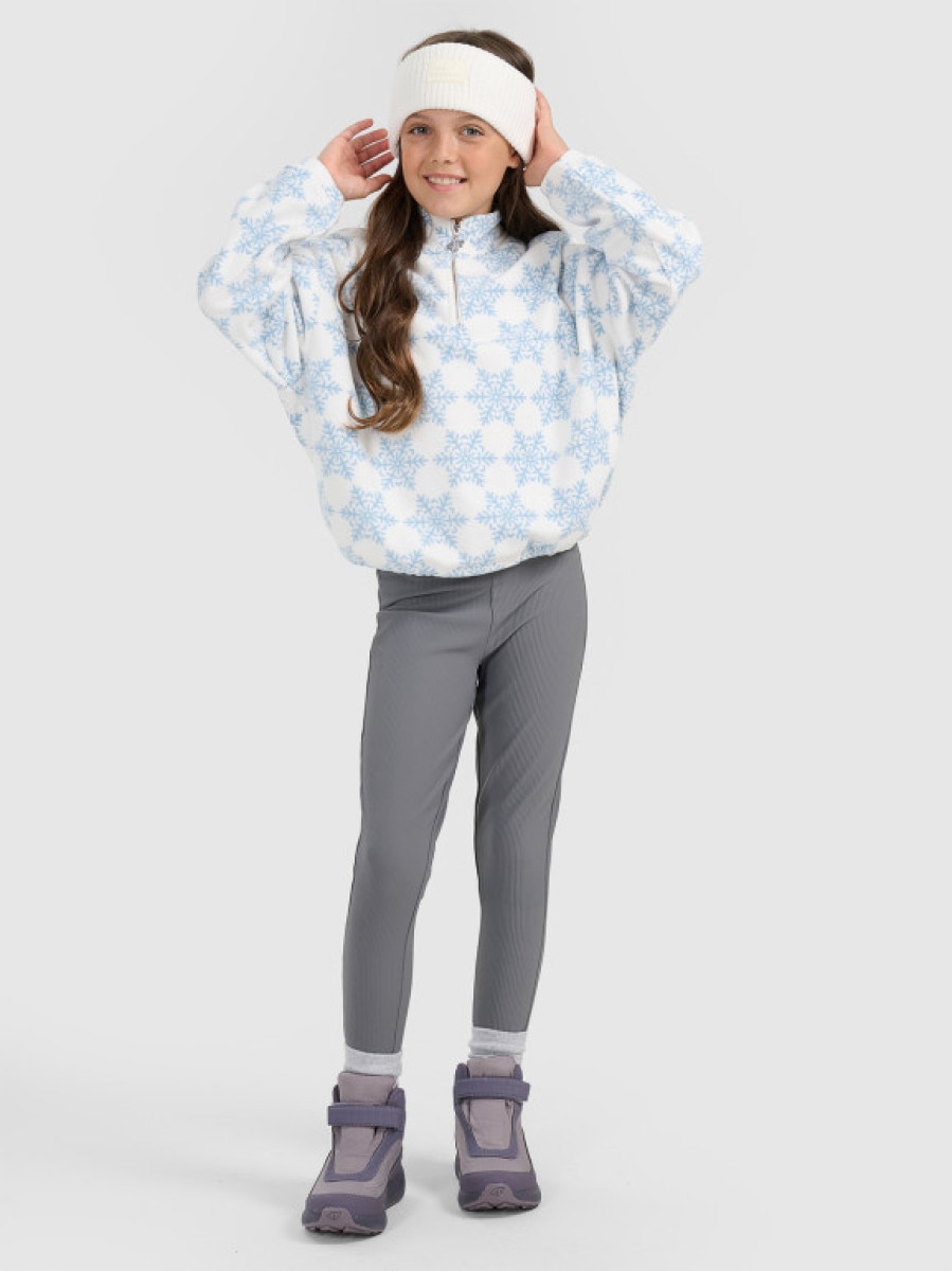 Dziewczęce legginsy dzianinowe 4F 4FJRAW25TTIGF292 - szare