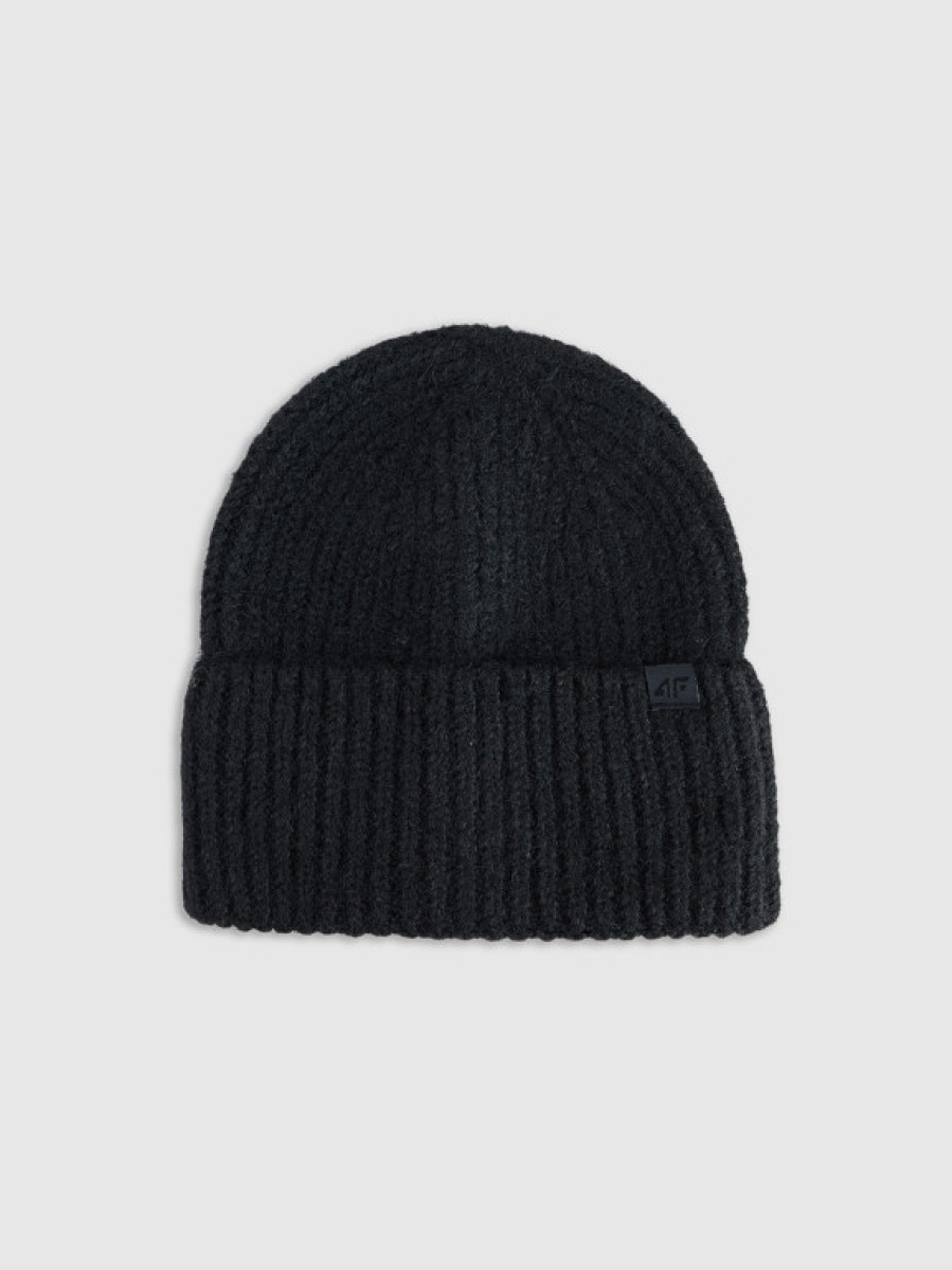 Damska czapka beanie zimowa 4F 4FRAW25ACAPF0729 - czarna