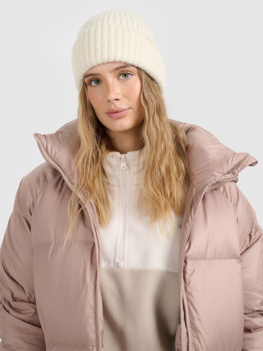 Damska czapka beanie zimowa 4F 4FRAW25ACAPF0729 - beżowa