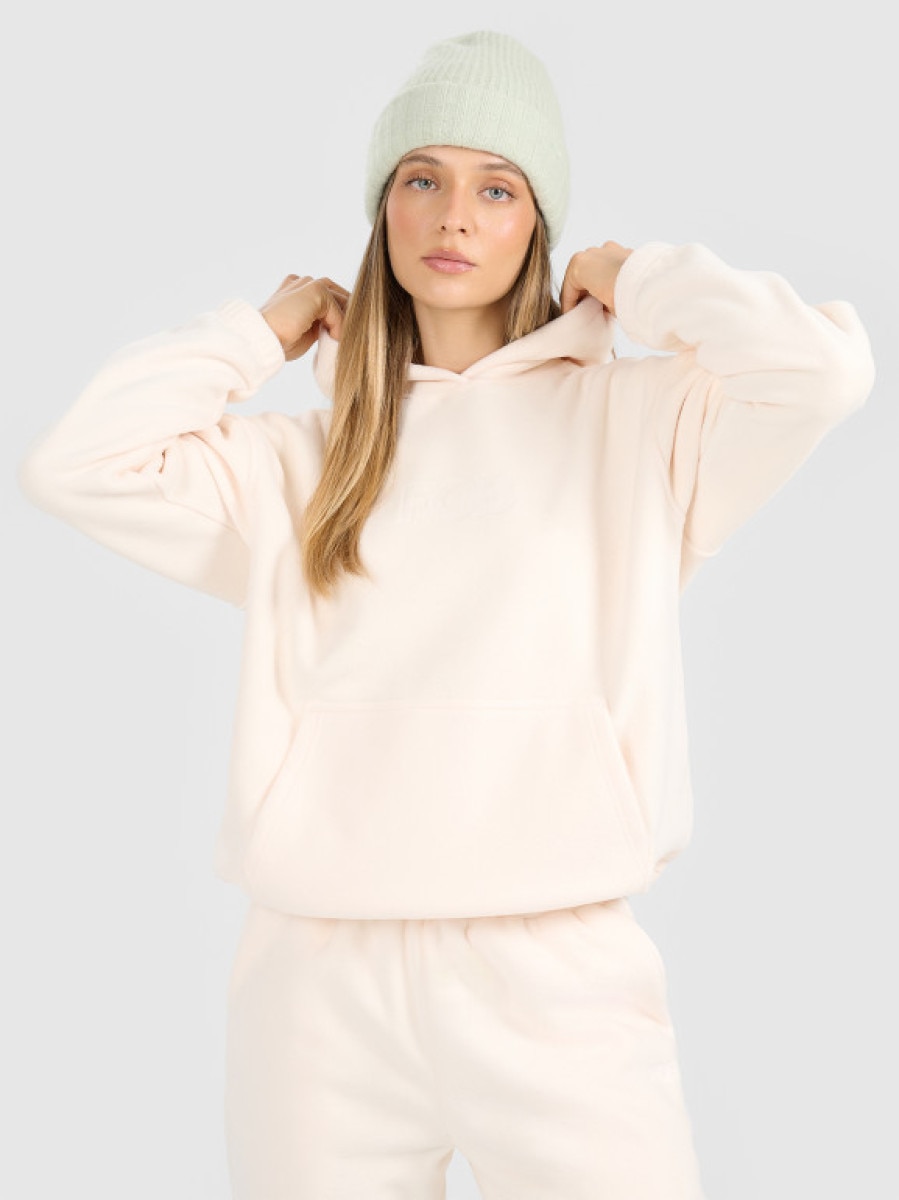 Damski polar z kapturem 4F 4FRAW25TFLEF451 - biały