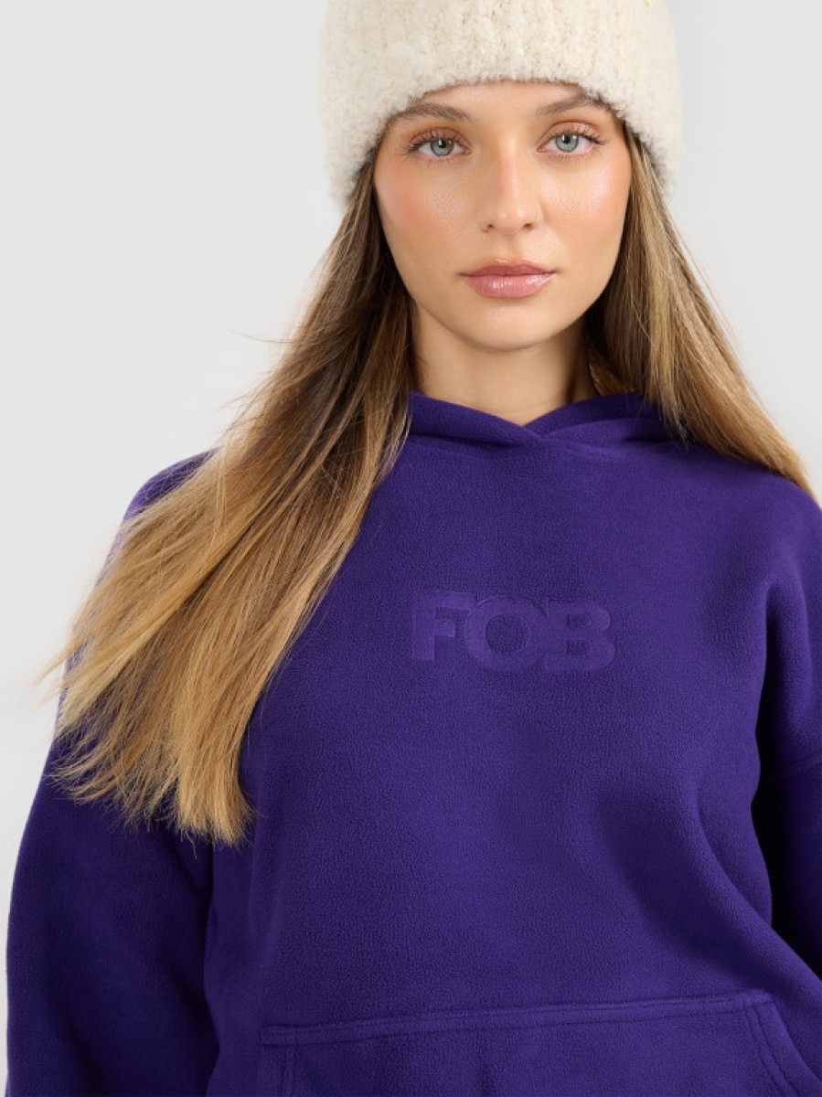 Damski polar z kapturem 4F 4FRAW25TFLEF451 - fioletowy