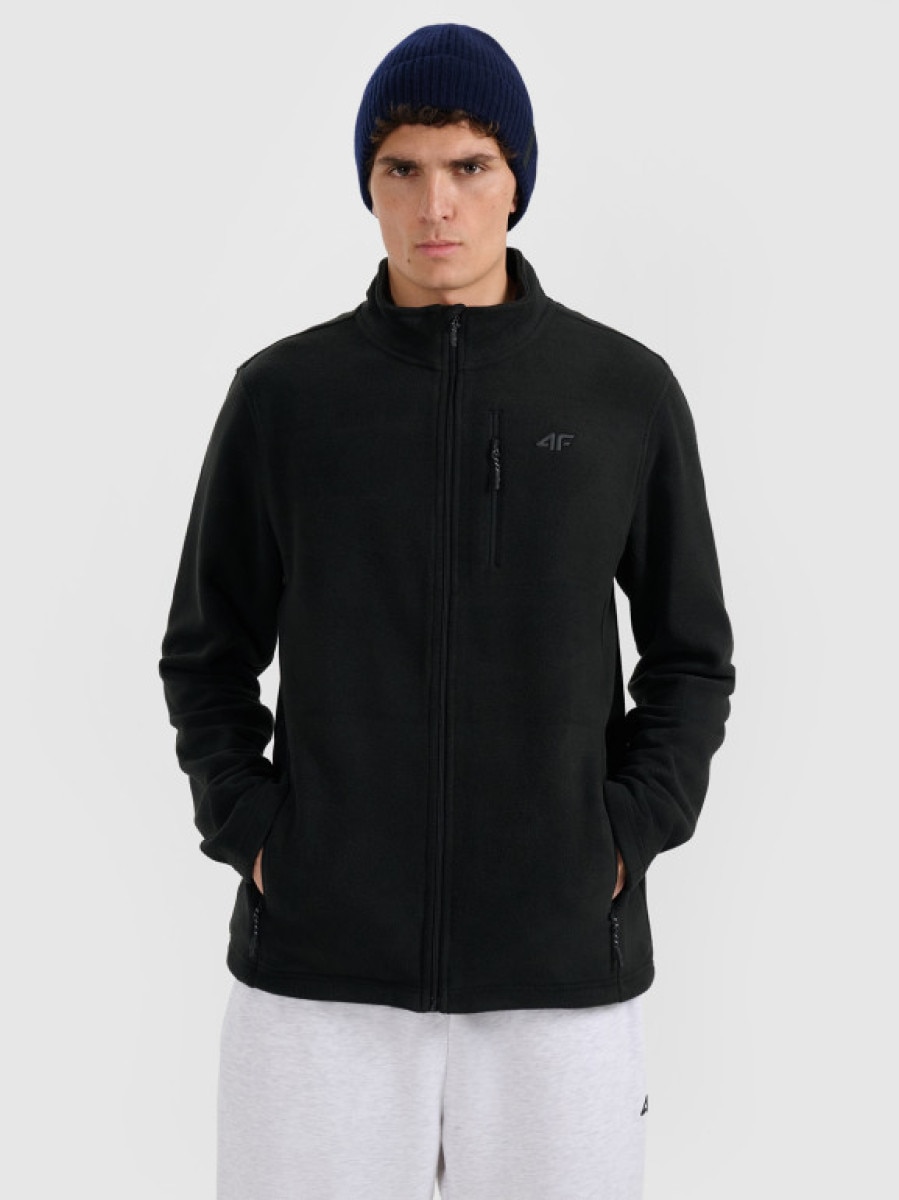 Męski polar rozpinany ze stójką 4F 4FRMM00TFLEM435 - czarny