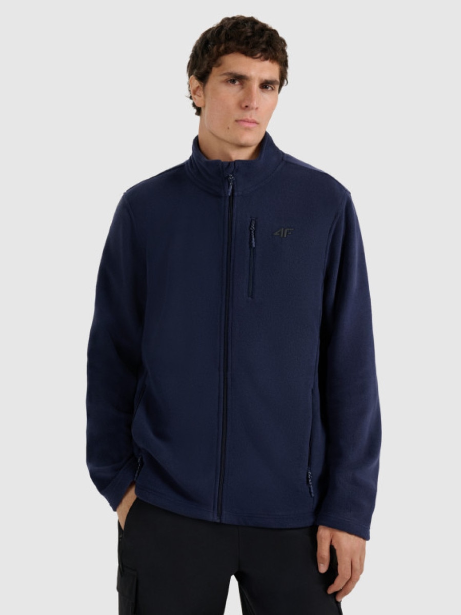 Męski polar rozpinany ze stójką 4F 4FRMM00TFLEM435 - granatowy
