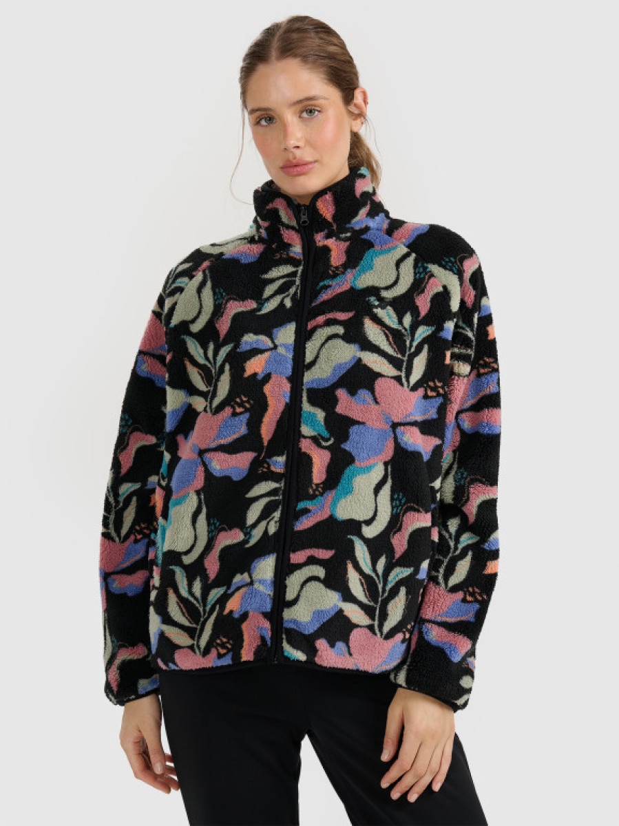 Damski polar rozpinany bez kaptura 4F 4FRAW25TFLEF499 - multikolor