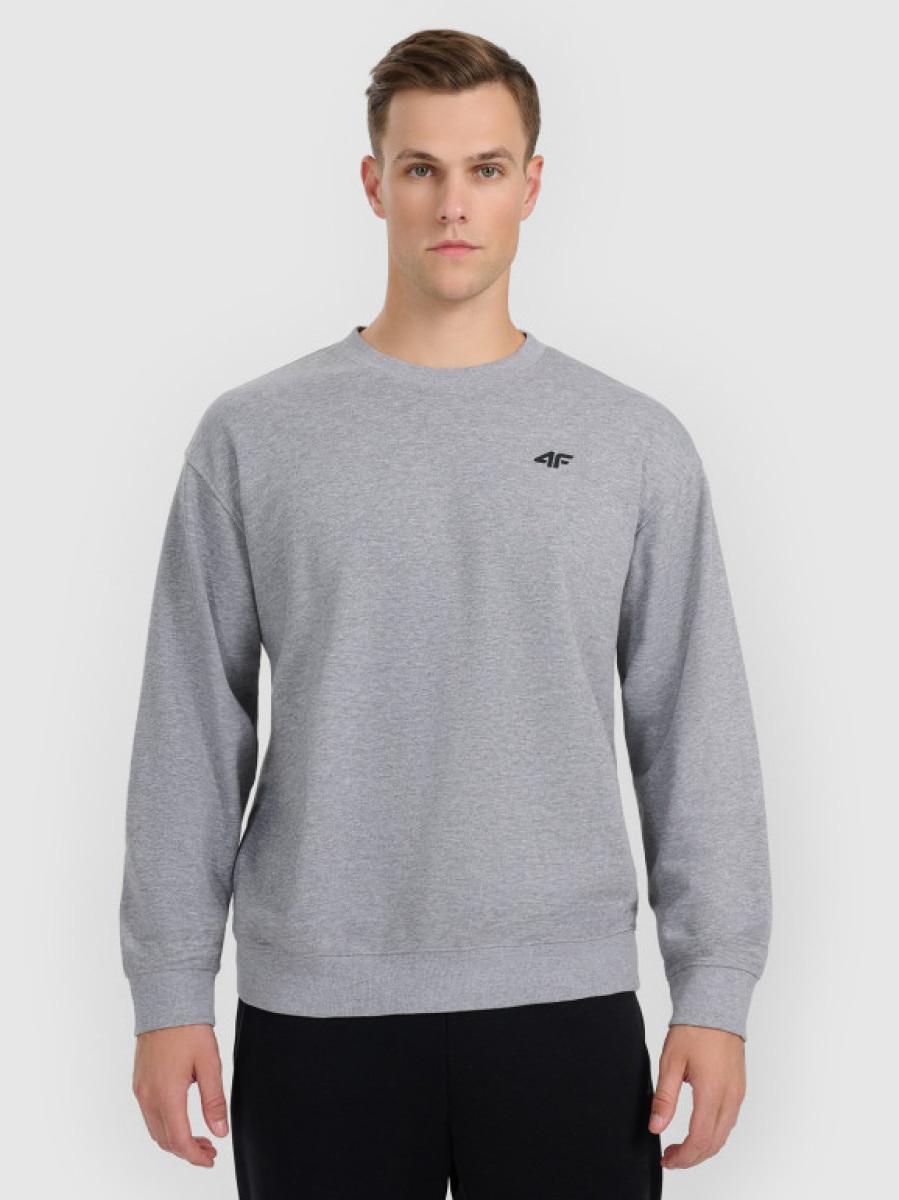 Męska bluza dresowa nierozpinana bez kaptura 4F 4FRMM00TSWSM2478 - szara