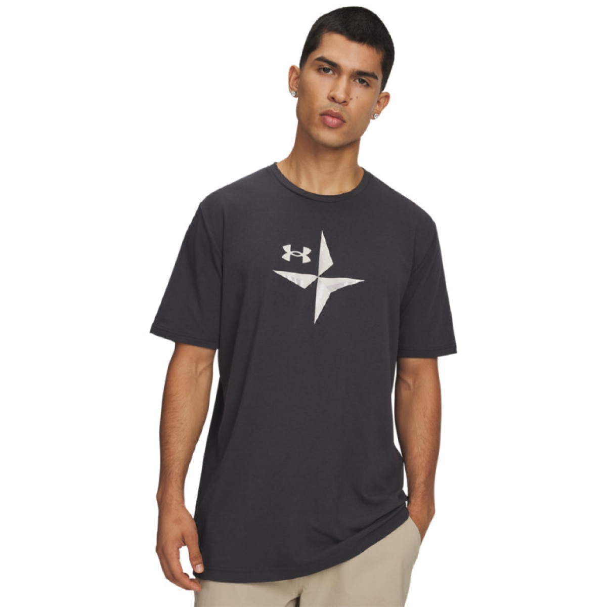 Męska koszulka z nadrukiem Under Armour UA EXPLOR Graphic SS - czarna
