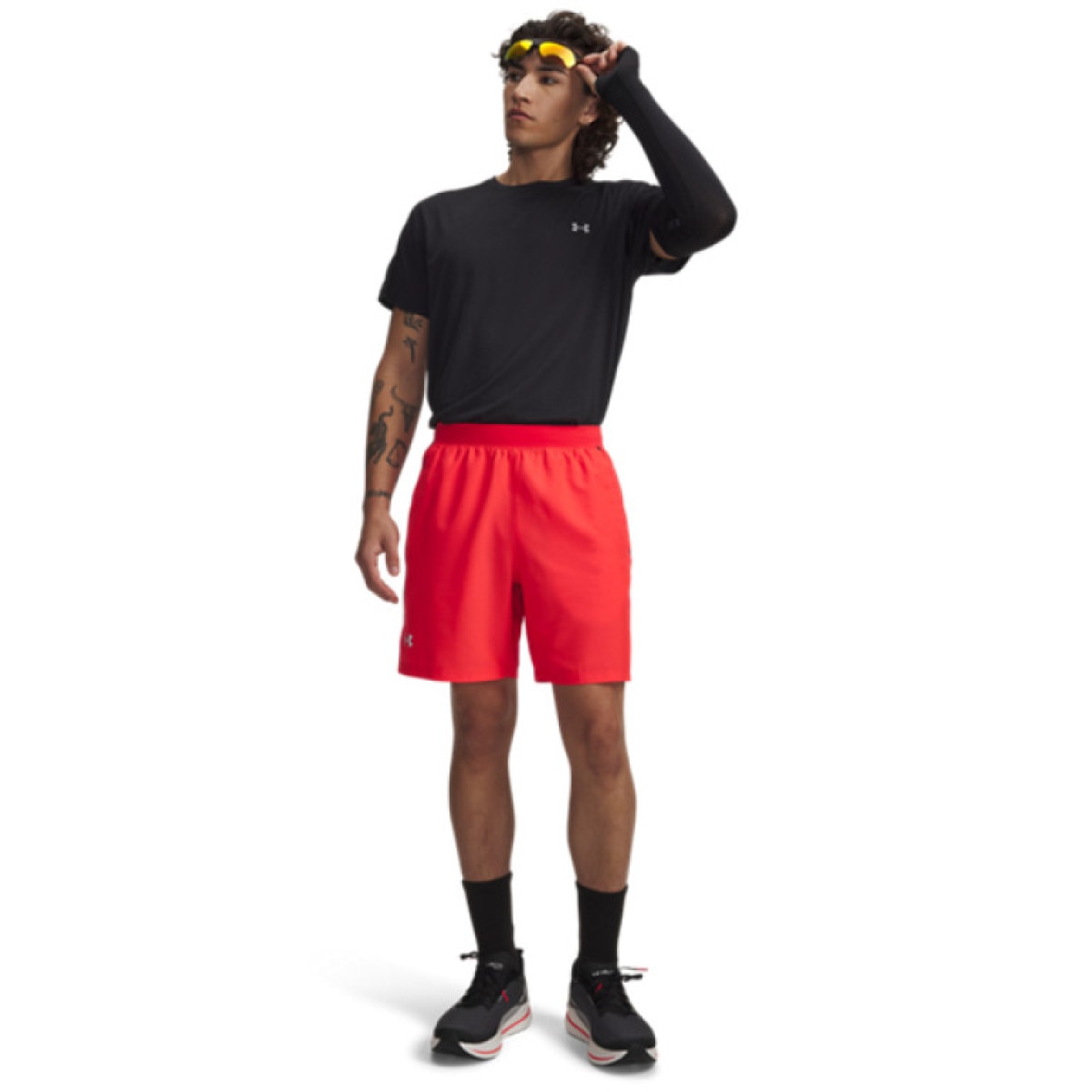 Męskie spodenki do biegania Under Armour UA Launch 7\'\' Short - czerwone