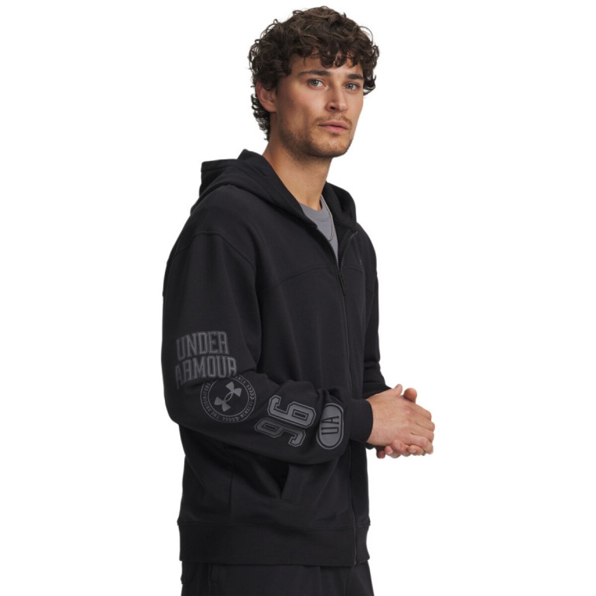 Męska bluza dresowa rozpinana z nadrukiem Under Armour UA Rival LW Graphic FZ - czarna