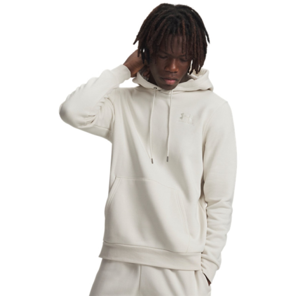Męska bluza dresowa nierozpinana z kapturem Under Armour UA Icon Fleece Hoodie - biała