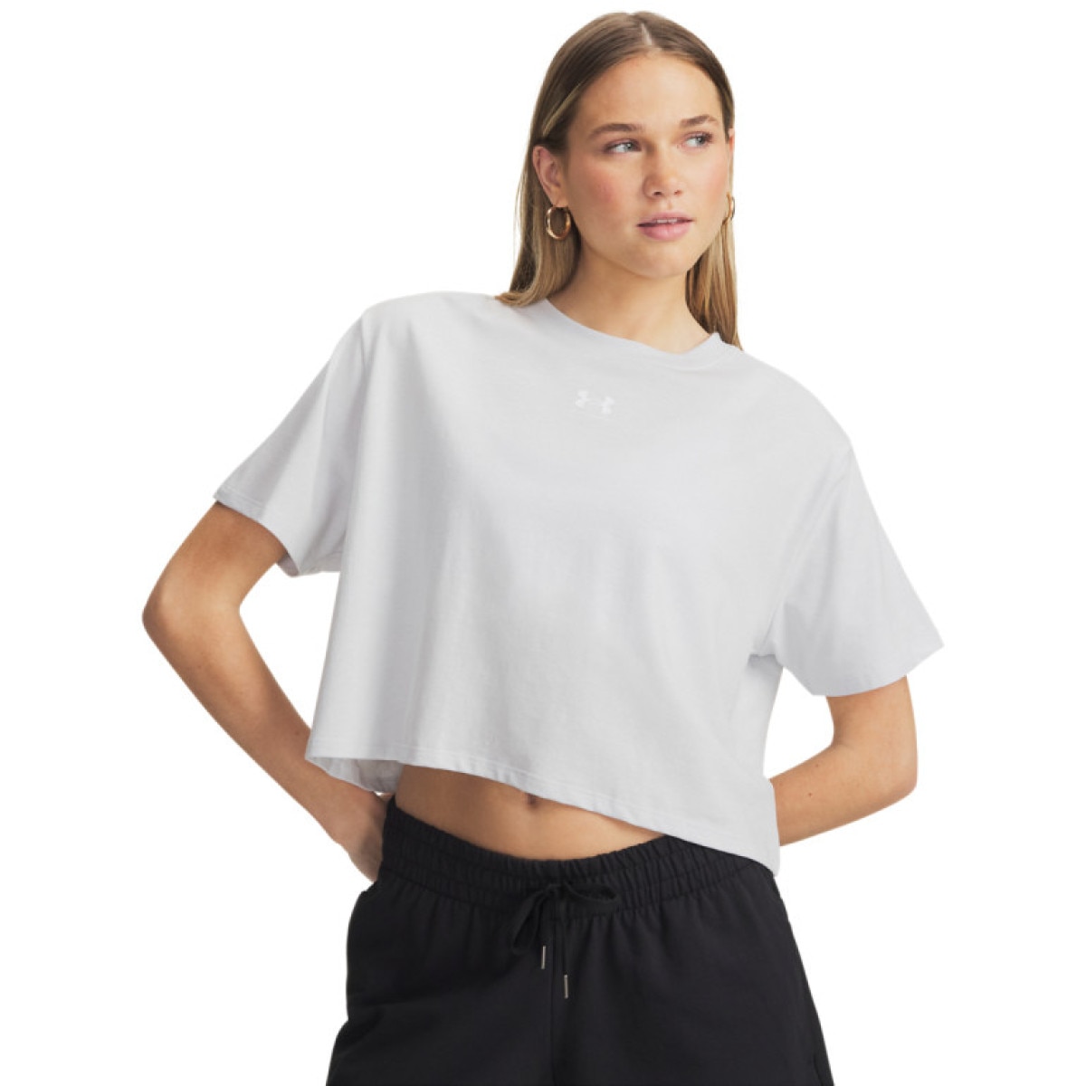 Damski t-shirt z nadrukiem Under Armour UA Rival Boxy Tee Solid - szary