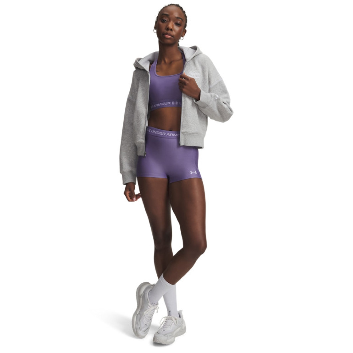 Damskie spodenki treningowe Under Armour HeatGear Shorty - fioletowe
