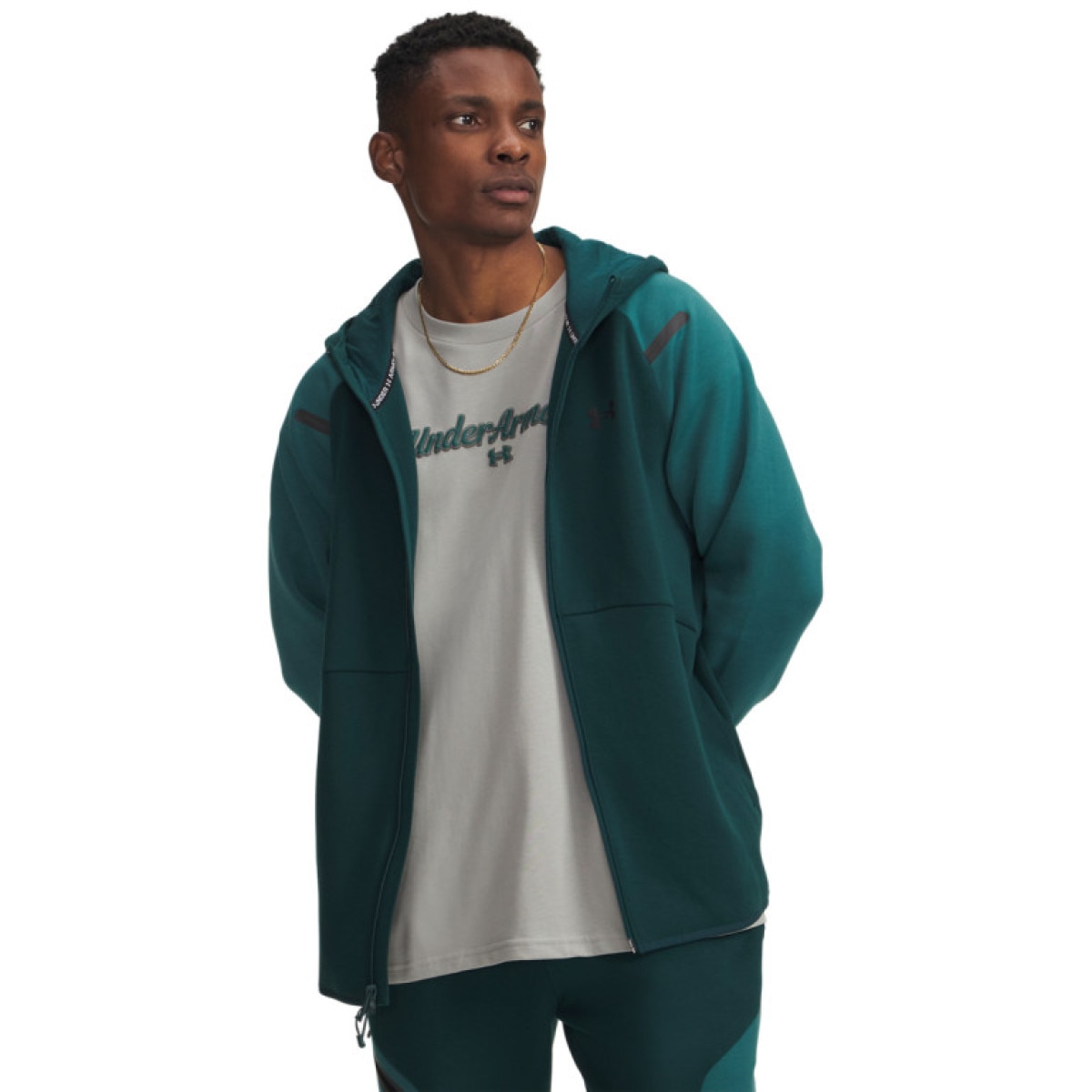 Męska bluza dresowa rozpinana z kapturem Under Armour UA Unstoppable Fleece Full-Zip - zielona