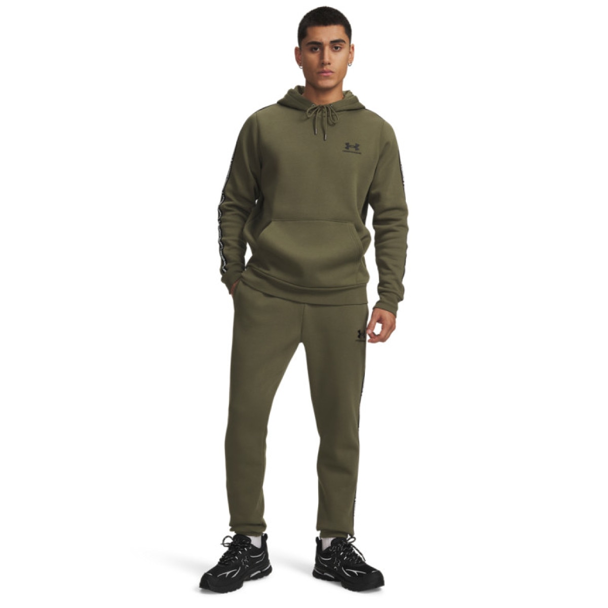 Męskie spodnie dresowe Under Armour UA Icon Fleece Jogger Taping - khaki