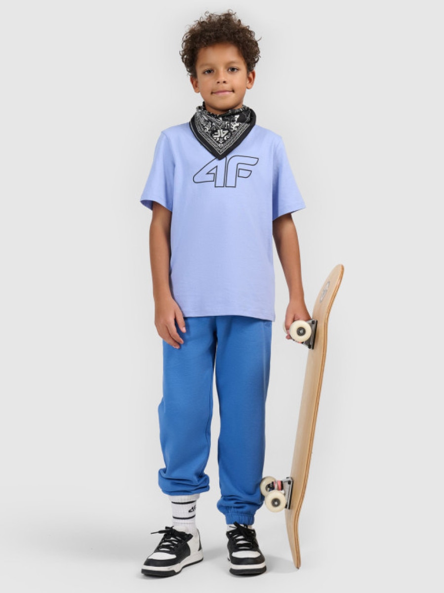 Chłopięce spodnie dresowe joggery 4F 4FJWSS26TTROM1506 - niebieskie