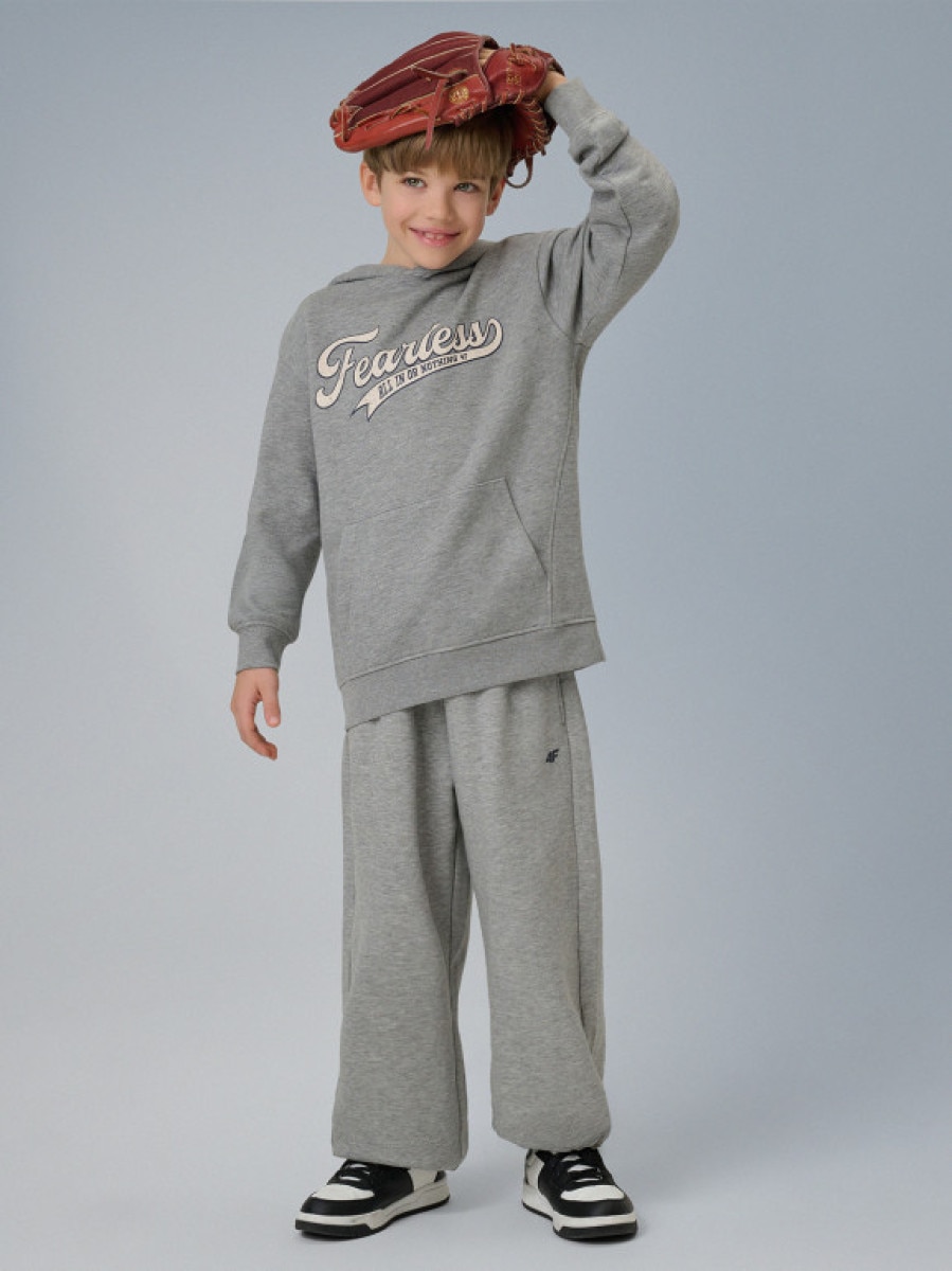 Chłopięce spodnie dresowe 4F 4FJRSS26TTROM1731 - szare