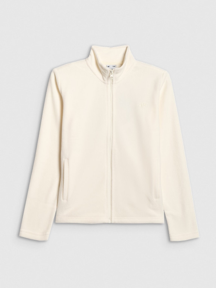 Dziewczęcy polar rozpinany 4F 4FJRSS26TFLEF507 - biały