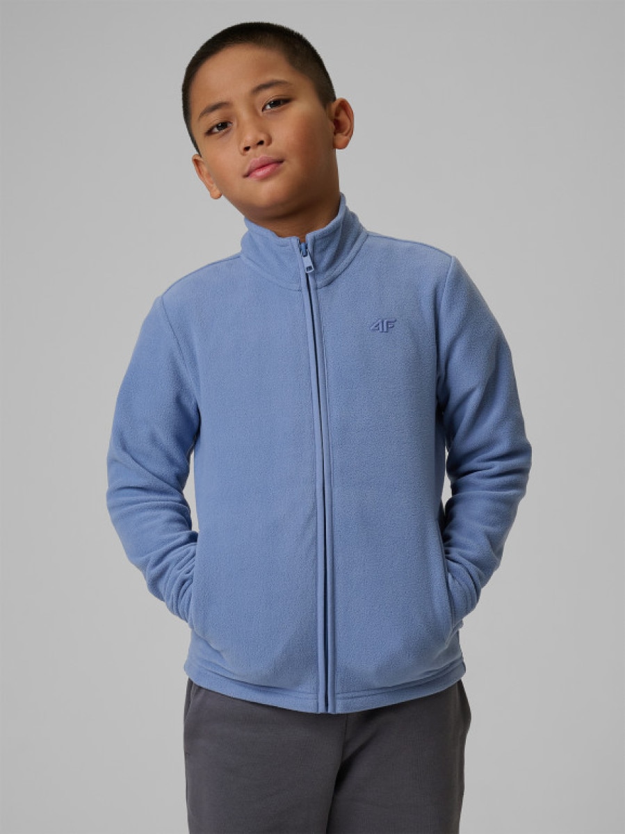 Chłopięcy polar rozpinany ze stójką 4F 4FJRSS26TFLEM508 - granatowy