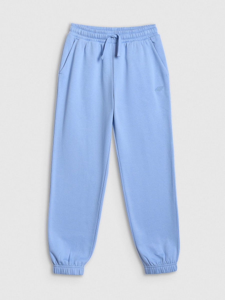 Dziewczęce spodnie dresowe joggery 4F 4FJWSS26TTROF1502 - niebieskie