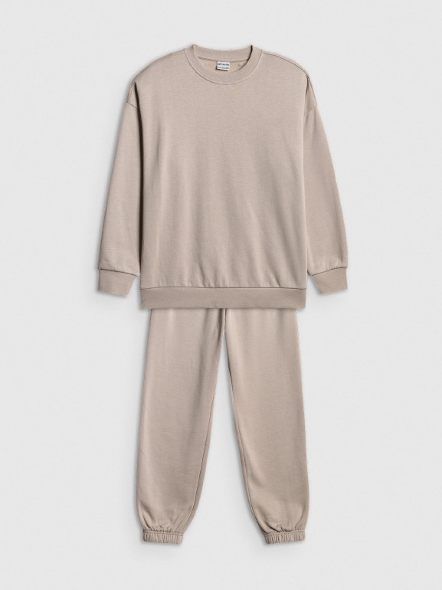 Dziewczęcy dres komplet 4F 4FJRSS26TAPSF212 - beżowy