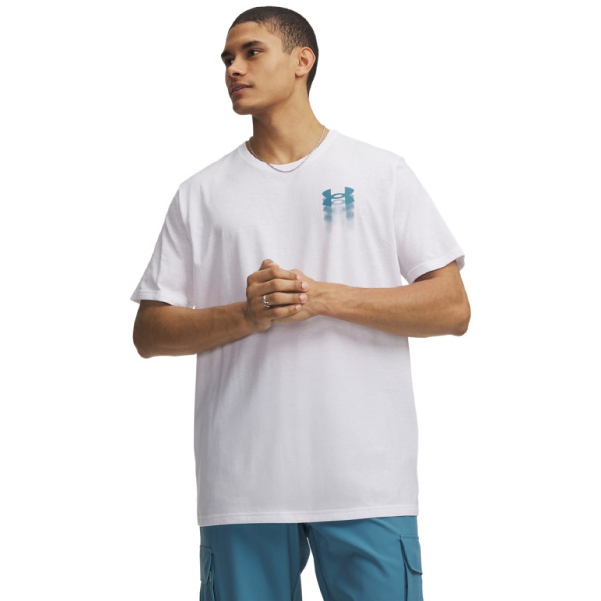 Męski t-shirt z nadrukiem Under Armour UA M Blur Logo SS - biały