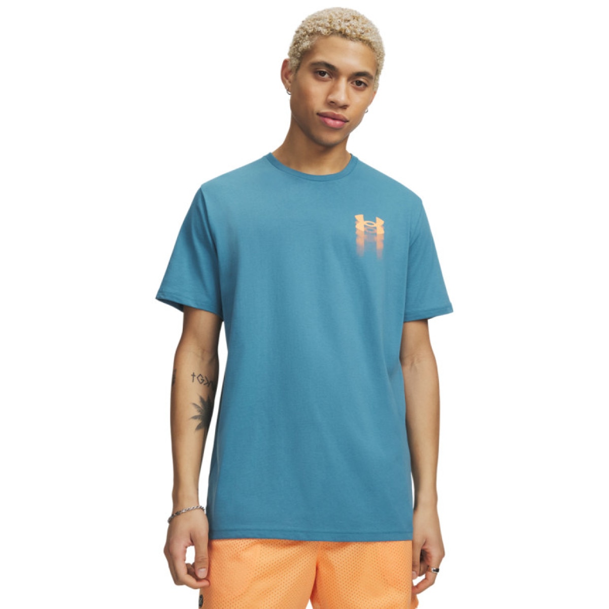 Męski t-shirt z nadrukiem Under Armour UA M Blur Logo SS - niebieski