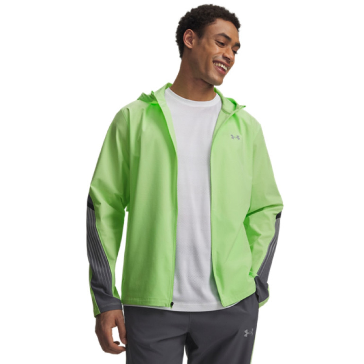 Męska kurtka do biegania Under Armour UA Velociti Storm Hooded - zielona