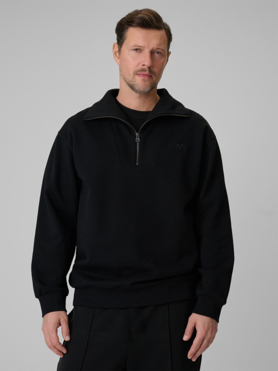 Męska bluza dresowa nierozpinana 4F 4FRSS26TSWSM2794 - czarna