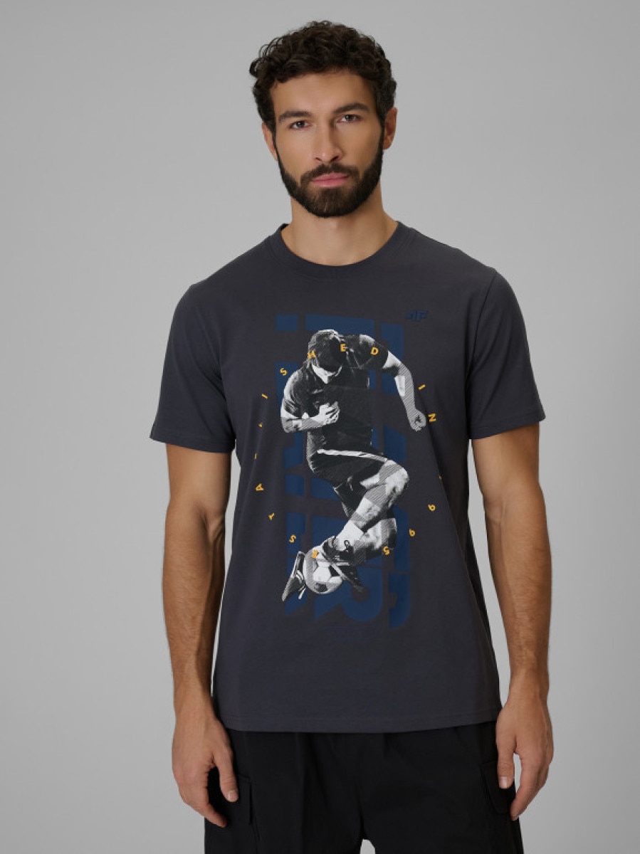 Męski t-shirt z nadrukiem 4F 4FWSS26TTSHM3330 - szary