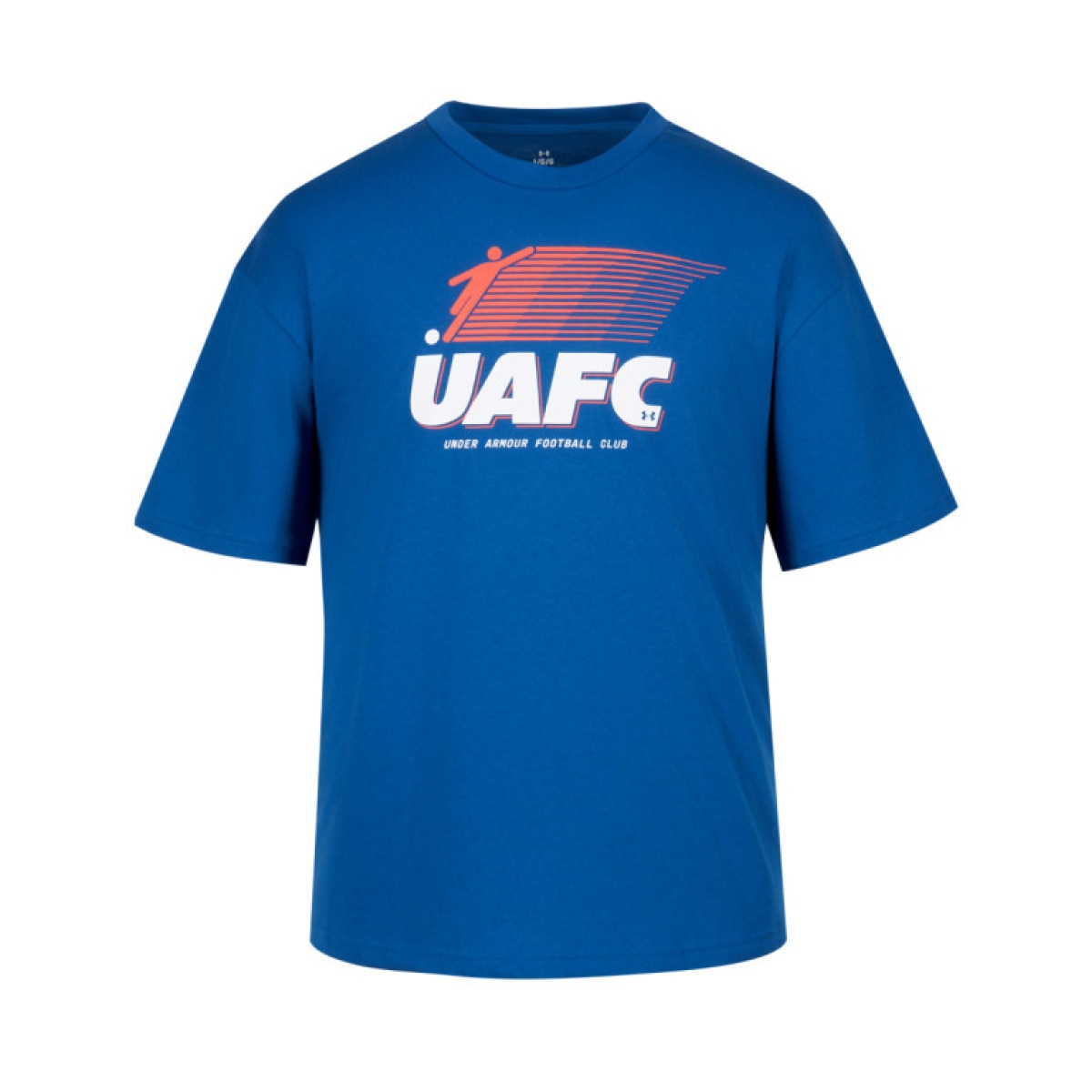 Męski t-shirt z nadrukiem Under Armour UA GFB FC Heavyweight SS- niebieski